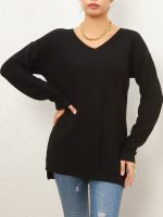 Kadın Uzun Kollu V Yaka Triko Bluz - Görsel 3