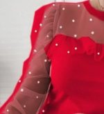 Kadın Uzun Kollu Inci Detaylı Tüllü Viskon Bluz - Görsel 2