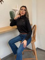 Kadın Uzun Kollu Balıkçı Yaka Düğme Detay şardonlu Dalgıç Bluz - Görsel 2