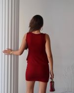 Kadın Modal Kumaş Volanlı Mini Etek Takım - Görsel 3