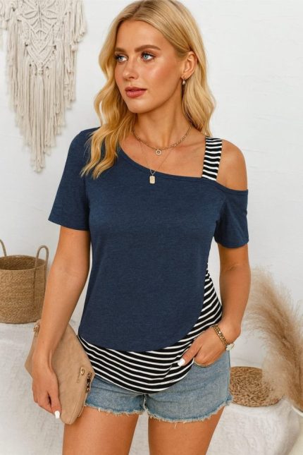 Kadın Kısa Kollu Omuzdan Askılı Viskon Bluz