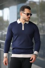 Erkek Kol Ve Yaka Detaylı Uzun Kollu Triko - Görsel 2