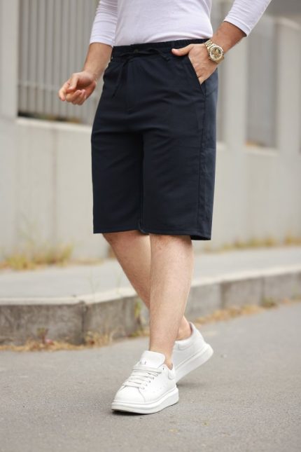 Erkek Beli Bağcıklı Ve Düğmeli Bezayağı Kumaş şort