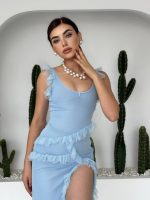 Felix Yırtmaçlı Midi Tül Elbise - Görsel 3