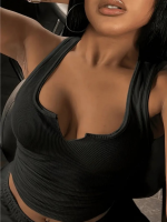 Kadın Kolsuz V Yakalı Kaşkorse Bluz