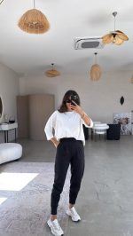 Kadın Scuba Modal Paça Manşet Pileli Pantolun