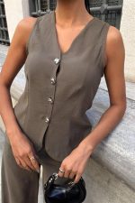 Arkası Bağcıklı Yelek Plazza Pantolon Modal Takım 10202-08 - Görsel 3