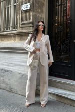 Çizgili Keten Takım 9425-22 - Görsel 2