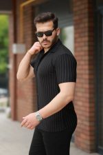 Erkek Kısa Kollu çizgili Gömlek - Görsel 2