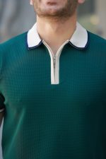 Erkek Renkli Yaka Kısa Kollu Tişört - Görsel 2