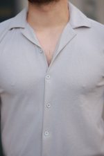 Erkek Kısa Kollu örme Kumaş Pamuklu Gömlek - Görsel 3