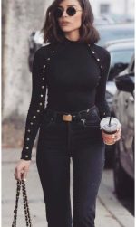 Kadın Bisiklet Yaka Kolları çıtçıtlı Kaşkorse Kumaş Bluz - Görsel 3