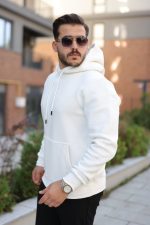 Erkek Kapüşonlu Üç İplik Şardonlu Hoodie - Görsel 2