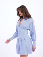 6558 ELBİSE-MAVİ BEYAZ ÇİZGİLİ - Görsel 2