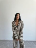 OTTOMAN ÇİZGİLİ CEKET-PANTOLON TK - Bej - Görsel 3