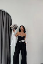 PANTOLON BEL ŞERİT DETAYLI - Siyah - Görsel 2