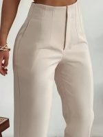 Kadın Yüksek Bel önden Fermuarlı Ithal Krep Pantolon - Görsel 2