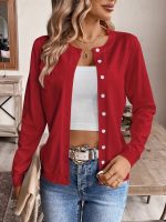 Kadın Uzun Kollu önden Düğmeli Triko Ceket - Görsel 2