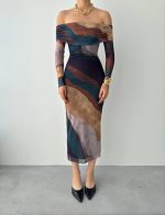 Sevilla Madonna Yaka Tül Elbise - Görsel 2