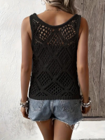 Kadın Askılı Yuvarlak Yaka Geometrik Desenli Triko Bluz - Görsel 2