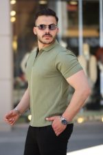 Erkek Yakası Fermuarlı Kısa Kollu T-shirt - Görsel 2