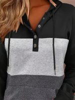 Kadın Uzun Kollu Kapşonlu çok Renkli Iki Iplik Bluz - Görsel 2