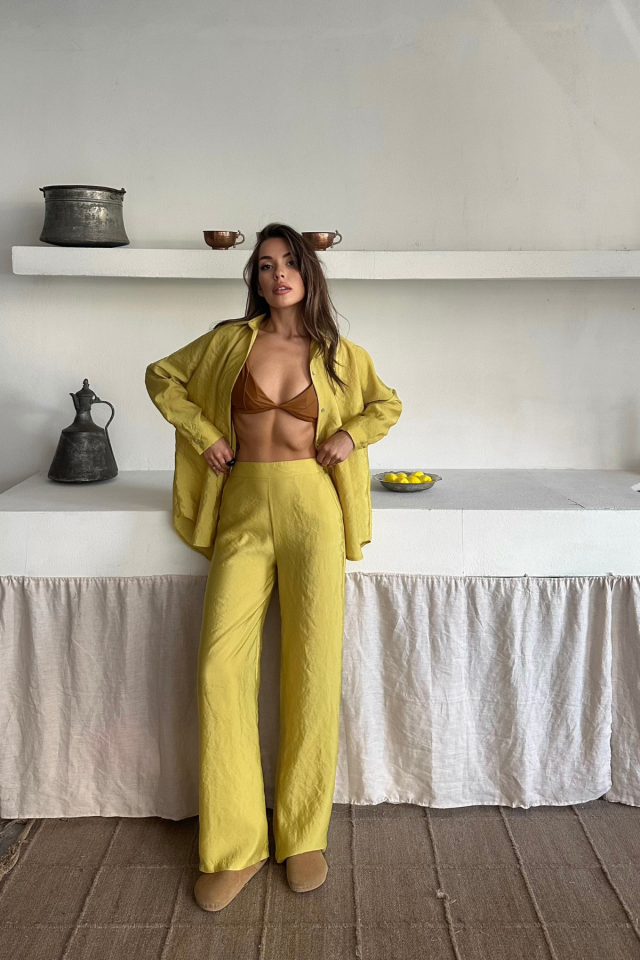 81ffe065774cb930e63b GÖMLEK-PANTOLON TAKIM CUPRA KUMAŞ - Yağ Yeşili - Görsel 1