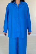 Saks Alice Gömlek Ve Bol Kesim Pantolon Takım - Görsel 3