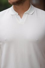 Erkek Yakalı Waffle Dokulu Kısa Kollu Tişört - Görsel 3