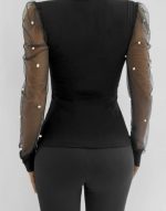 Kadın Uzun Kollu Inci Detaylı Tüllü Viskon Bluz - Görsel 2