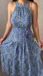 Kadın Omuzlardan Açık Boyundan Geçmeli Desenli Süprem Bluz - Görsel 3