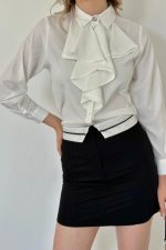 Siyah Kemeri Bilyeli Mini Etek - Görsel 2