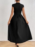 Kadın Kısa Kollu Yarı Balıkçı Yaka Viskon Elbise - Görsel 2