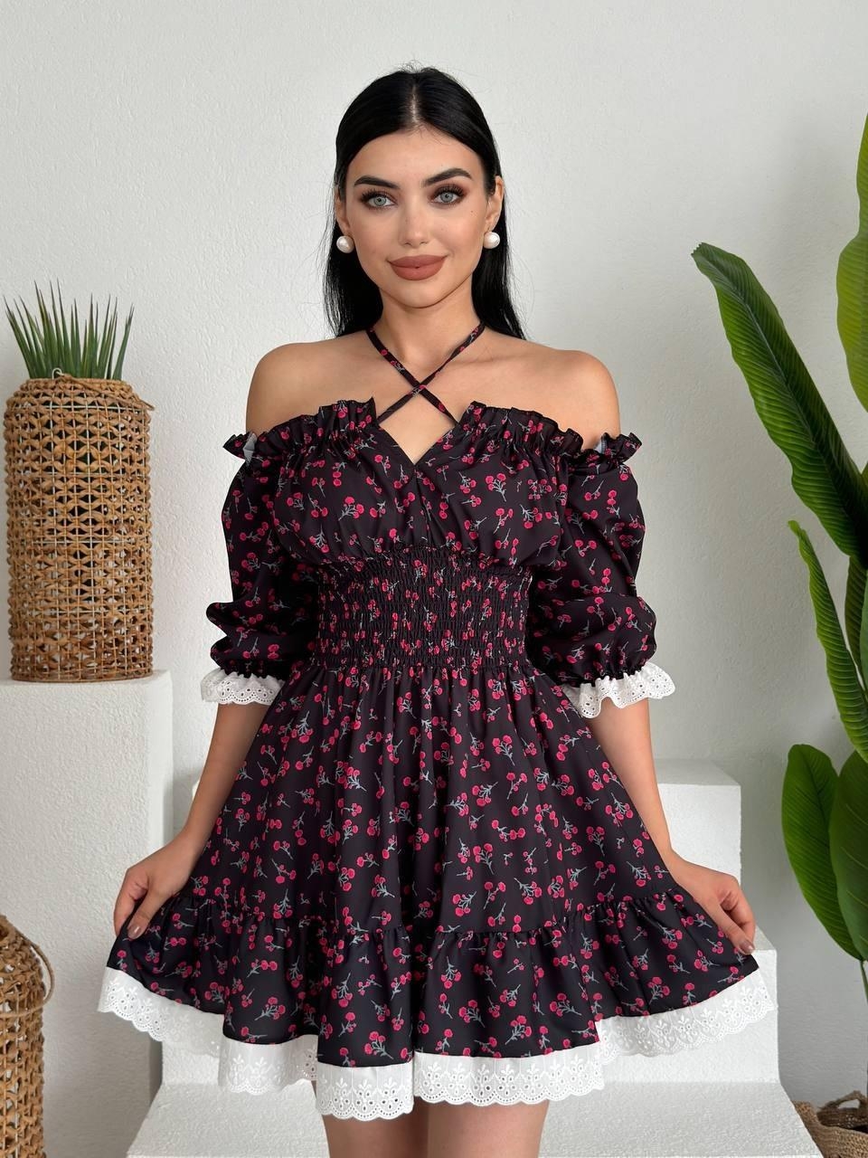 84a625f09f57bc3032a4 Marne Beli Lastikli Mini Elbise - Görsel 1