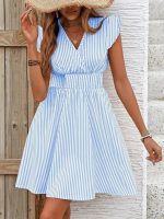 Kadın Kısa Kollu Kruvaze Yakalı Poplin Elbise - Görsel 2