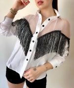 Kadın Püskül Detay Poplin Gömlek Bluz Fırsat Ürün - Görsel 3