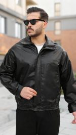 Erkek Içi Astarlı Oversize Deri Ceket - Görsel 2