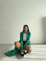 KAPİTONE DERİ TRENCH - Yeşil - Görsel 2