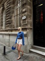 GÖMLEK POPLİN CROP YAN ÇİFT KEMER DETAYLI - Mavi - Görsel 2