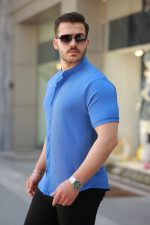 Erkek Hakim Yaka Kısa Kollu Gömlek - Görsel 2