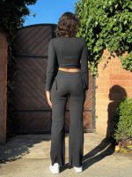 Kadın Yandan Bağlamalı Geniş Paçalı Fitil Kaşkorse İkili Takım - Görsel 2