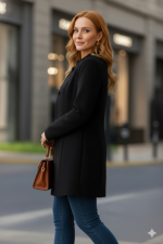 Kadın Uzun Kollu Yakalı önü Düğmeli Ithal Kaşe Astarlı Kaban - Görsel 2