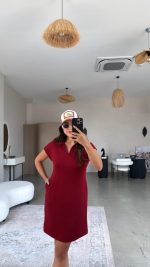 Kadın Polo Yaka Mini Elbise - Görsel 2