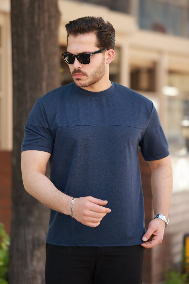 8bd7cead0d27c52b61345bebcbd0e51d Erkek Oversize Bisiklet Yaka Kısa Kollu T-shirt - Görsel 1