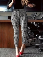 Kadın Yüksek Bel Desenli Dalgıç Pantolon - Görsel 3