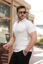 Erkek Fermuar Yakalı Kısa Kollu Tişört - Görsel 2