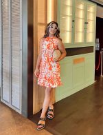 Kadın Sıfır Kollu Bisiklet Yakalı Fırfırlı Desenli Sofya Elbise - Görsel 2