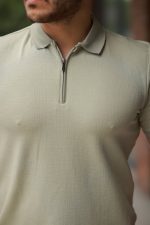 Erkek Fermuarlı Yaka Kısa Kollu Tişört - Görsel 3