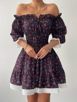 Marne Beli Lastikli Mini Elbise - Görsel 2