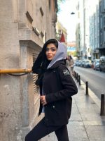 Kadın Ek Parça Kapüşon Kol Arma Detay Gabardin Ceket - Görsel 2